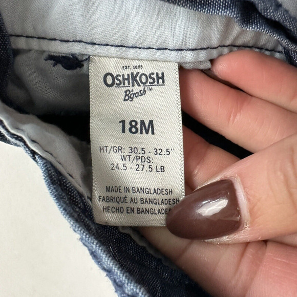 OshKosh B'Gosh Denim Blue Jean Overalls Polka Dot Size 18M 100% Cotton Vestbak - Picture 10 of 12